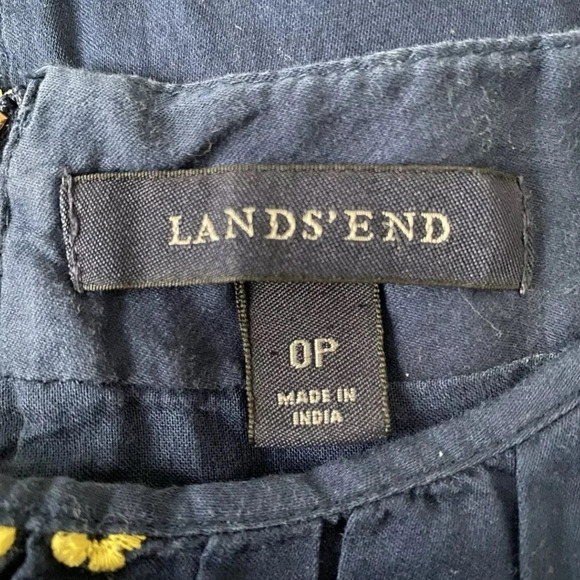 Lands End Navy Blue Cotyon Embroidered Floral Sheath Dress Womens 0P (1377) - Picture 4 of 5